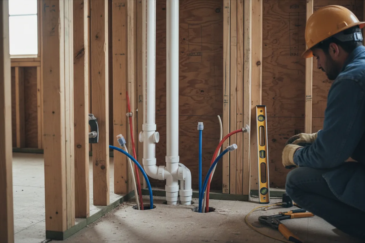 Drain and supply rough-in during Toilet Repair and Installation in Elgin