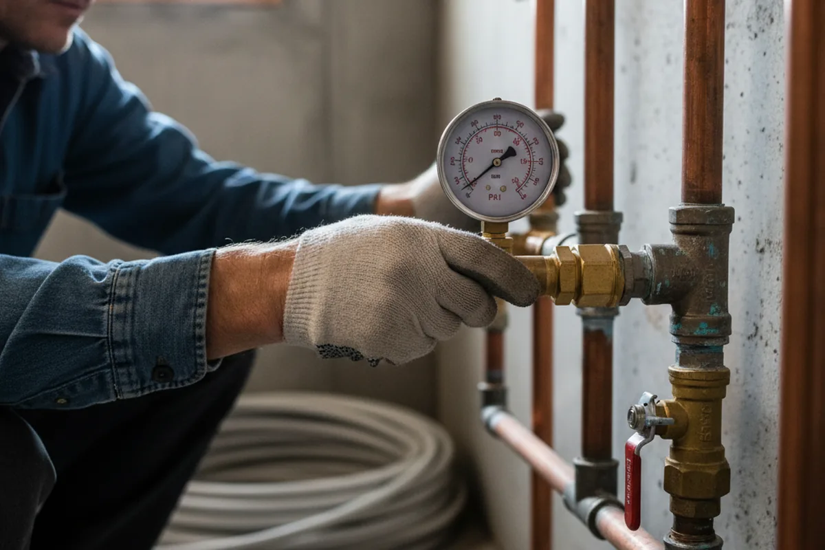 Pressure testing a repaired line during Water Line Repair in Elgin